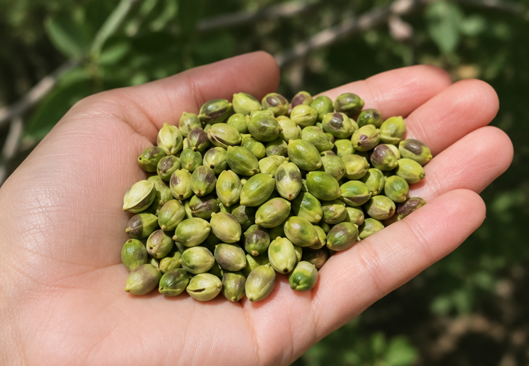 نمای نزدیک از پسته کوهی تازه